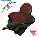 シート ハーレーツーリングスプリングシート変換マウントキット1998-2020赤TレザーBCS Harley Touring Spring Seat Conve...