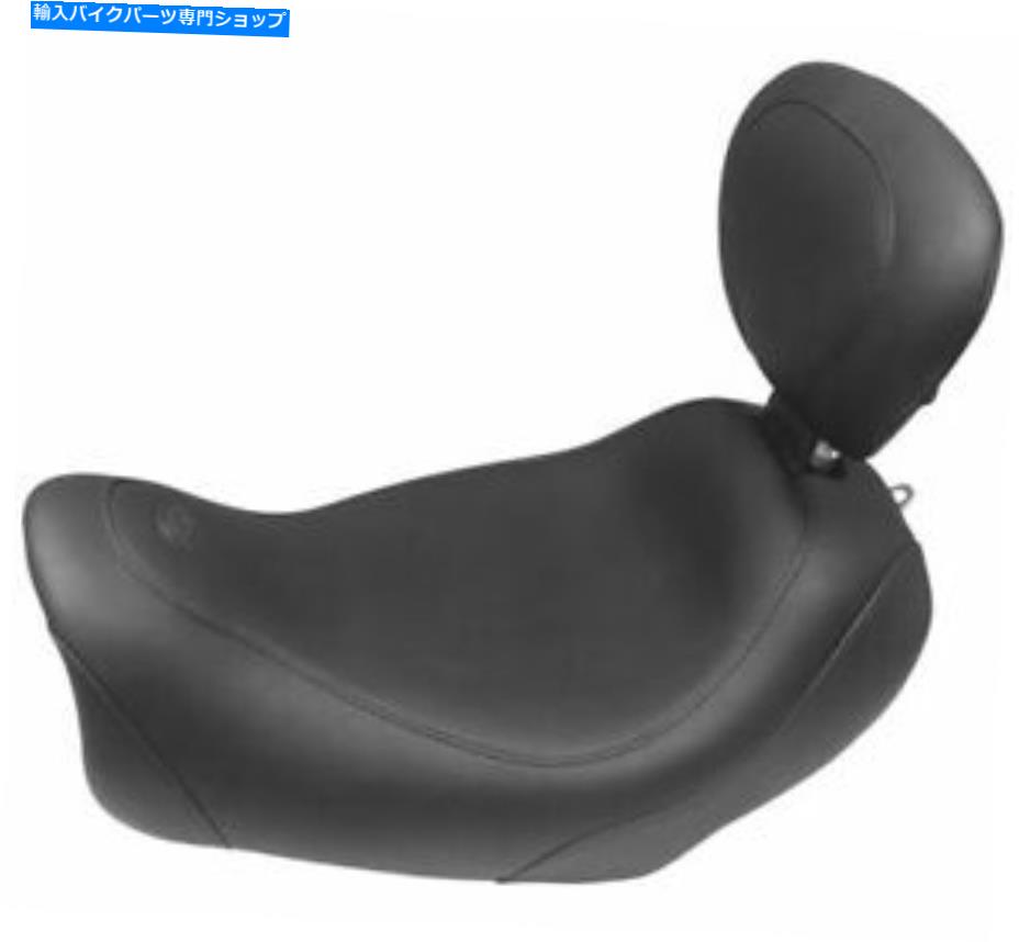 シート マスタングワイドトリッパーソロシート滑らかな黒w /背もたれ2014-17ハーレーファットボブ Mustang Wide Tripper Solo Seat Smooth Black w/ Backrest 2014-17 Harley Fatbob