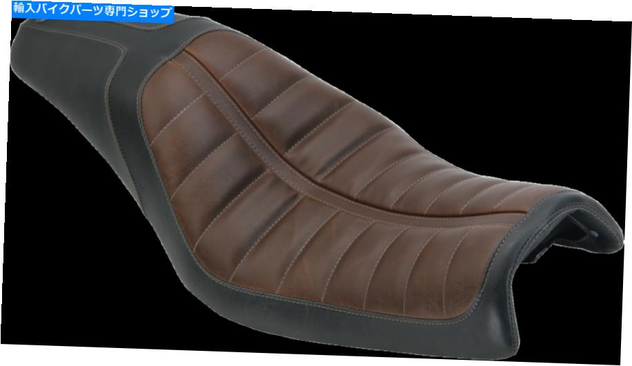 シート RSD Enzoブラックブラウンビニール2オートバイシート06-17ハーリーダイナFXDL FXDF FLD RSD Enzo Black Brown Vinyl 2 Up Motorcycle Seat 06-17 Harley Dyna FXDL FXDF FLD