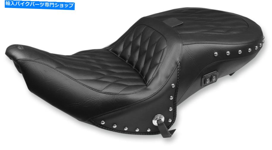 シート マスタングブラックダイヤモンド加熱2アップシート＆バックレスト16-19インドロードマスター Mustang Black Diamond Heated 2-Up Seat & Backrest 16-19 Indian Roadmaster