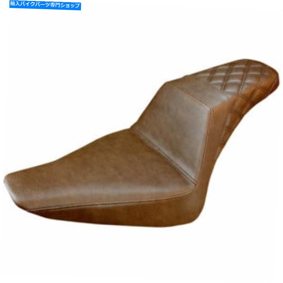 シート サドルメン茶色の昇圧後部格子ステッチシートハーレー2012-17 FLS 2011-13 FXS Saddlemen Brown Step-Up Rear Lattice Stitch Seat Harley 2012-17 FLS 2011-13 FXS