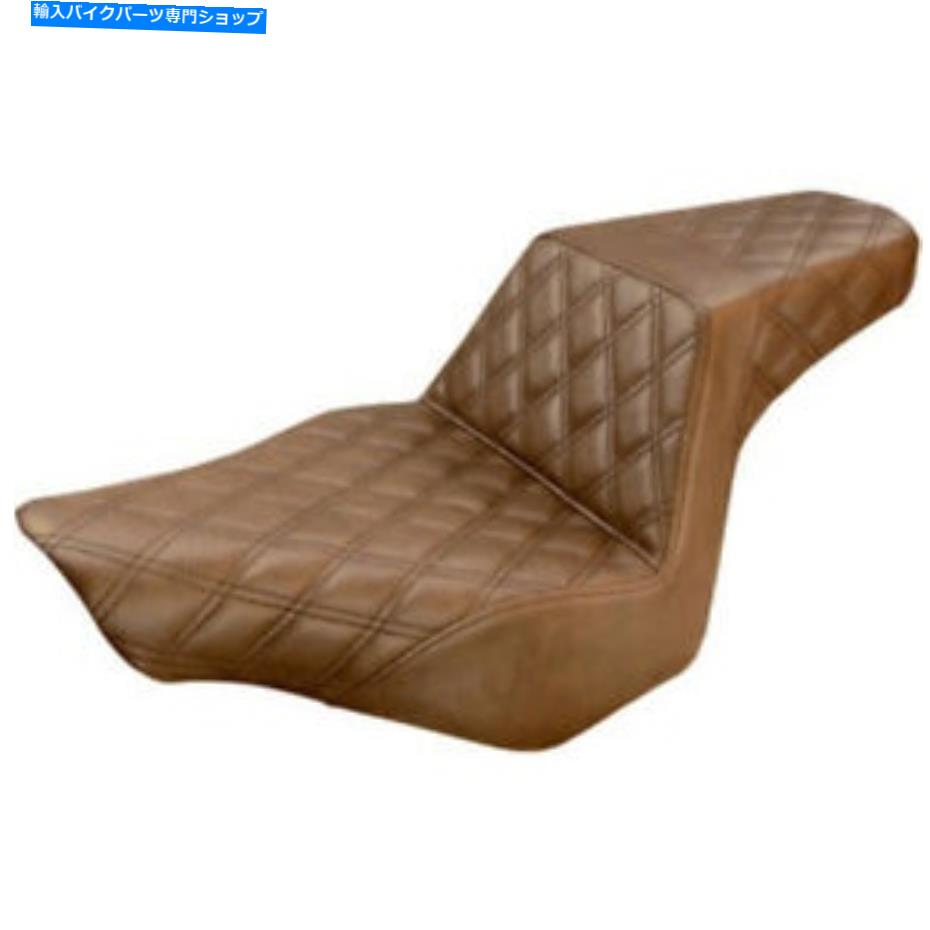 シート Saddlemenステップ2茶色のフルラティスステッチシートハーレー13-17 Softail Breakout Saddlemen Step 2 Up Brown Full Lattice Stitch Seat Harley 13-17 Softail Breakout