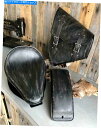 シート 2000-2017ハーレーソフト春座席パッドマウントキットサドルバッグBlkdis革 2000-2017 Harley Softail Spring S...
