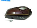 タンク クロムふた付きガソリン燃料ガスタンクスチールマルーンヤマハRX100 RX125 Petrol Fuel Gas Tank Steel Maroon W...