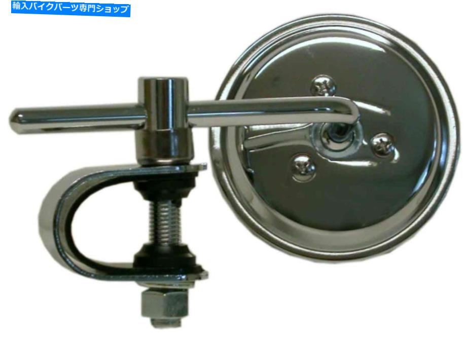 クロームパーツ ミラークランプオンクロムラウンドラウンド左または右3 ''ロングステム Mirror Clamp-on Chrome Round Left or Right 3'' Long Stem