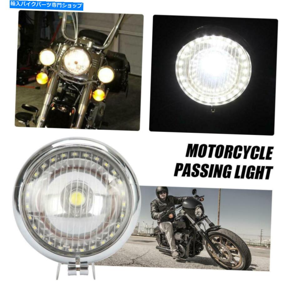 クロームパーツ Suzuki CruisersのためのクロムオートバイのヘッドライトスポットライトホワイトLEDの天使の目 Chrome Motorcycle Headlight Spot Light White LED Angel Eye For Suzuki Cruisers