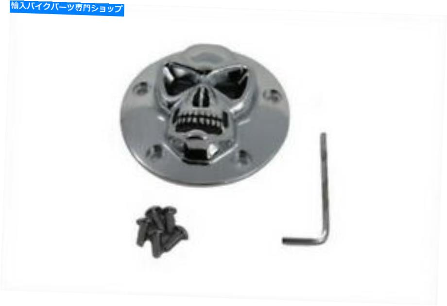 ѡ ȹƬδХƥ5ۡ륫Сĥ󥫥99-UP 42-0075 Chrome and Black Skull Face Ignition System 5-Hole Cover Twin Cam 99-up 42-0075