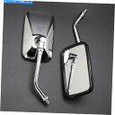 クロームパーツ クローム長方形のオートバイのバックサイドミラー10mmのためのホンダ鈴木川崎 Chrome Rectangle Motorcycle Rearview Side Mirrors 10mm for Honda Suzuki Kawasaki