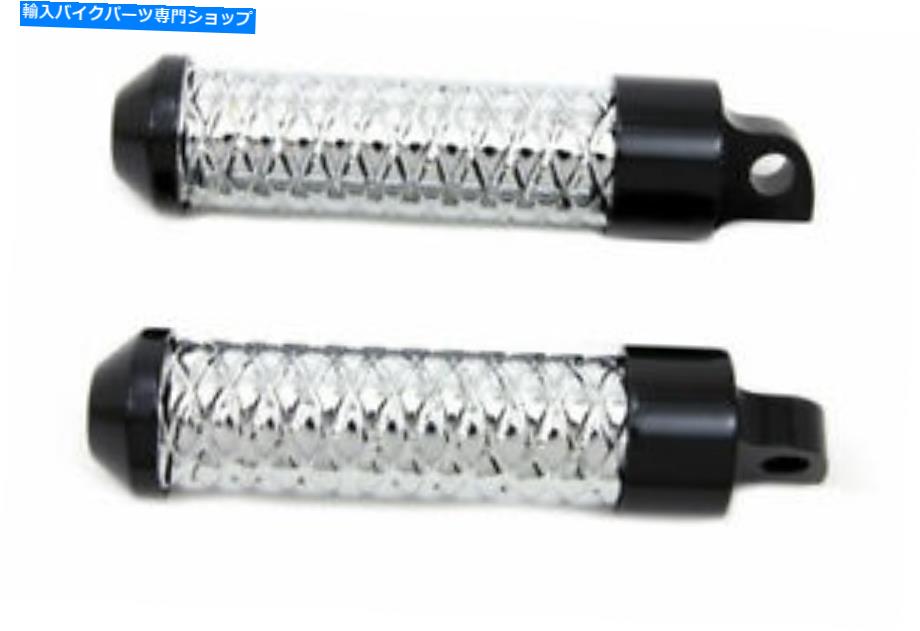 クロームパーツ クロムマイクロホールフットペッグセット27-1081付きVツインブラック V-Twin Black With Chrome Micro Holes Footpeg Set 27-1081