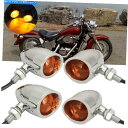 クロームパーツ 4ピースクロム弾丸オートバイLEDターンシグナルヤマハのためのBlinker琥珀色 4pcs Chrome Bullet Motorcycle LED Turn Signals Blinker Amber For Harley Yamaha