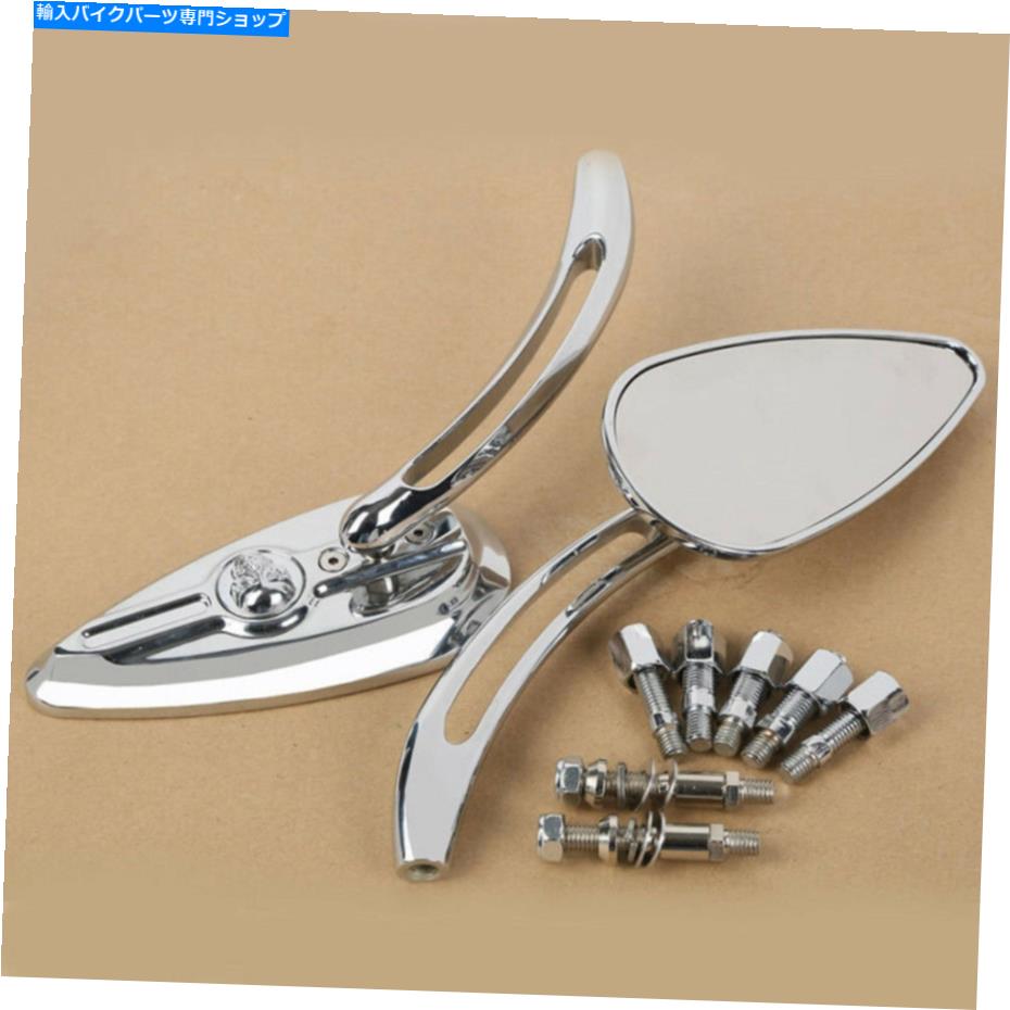 クロームパーツ ペアユニバーサルCNCクロームオートバイリアビューサイドミラースクーターストリートスポーツ Pair Universal CNC Chrome Motorcycle Rearview Side Mirrors Scooters Street Sport