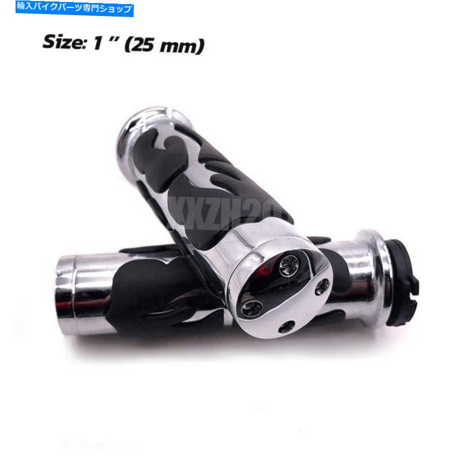 クロームパーツ 1 "ペアクロームメタルオートバイハンドグリップハンドルバーフィットハーリーアクセサリー 1" Pair Chrome Metal Motorcycle Hand Grips Handlebar Fit For Harley Accessories