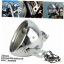 クロームパーツ ブラケット付きクロームオートバイ7インチLEDヘッドライトマウントハウジングバケット Chrome Motorcycle 7 Inch LED Headlight Mounting Housing Bucket with Bracket