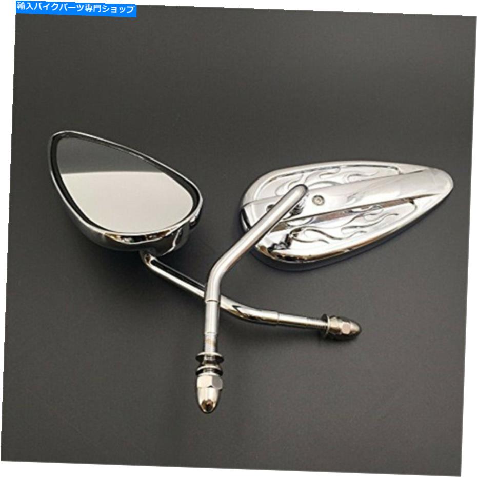 クロームパーツ ハーレースポーツスターダイナツーリングソフト滑り滑り止めクローム炎のための激怒ミラーレース Furious Mirror Race For Harley Sportster Dyna Touring Softail Glide Chrome Flame(2)