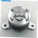 クロームパーツ Harley XL883 XL1200 2004 UP用クロームスカルカバーエアフィルター吸気クリーナー Chrome Skull Cover Air Filter Intake Cleaner For Harley XL883 XL1200 2004-Up