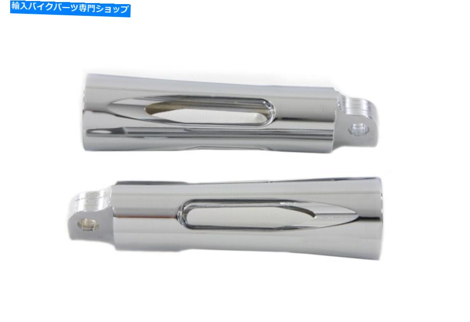 クロームパーツ クロムスラッシュカットスタイルディープグルーブフットペッグセットフィットハーレー - ダビッドソン Chrome Slash Cut Style Deep Groove Footpeg Set fits Harley-Davidson