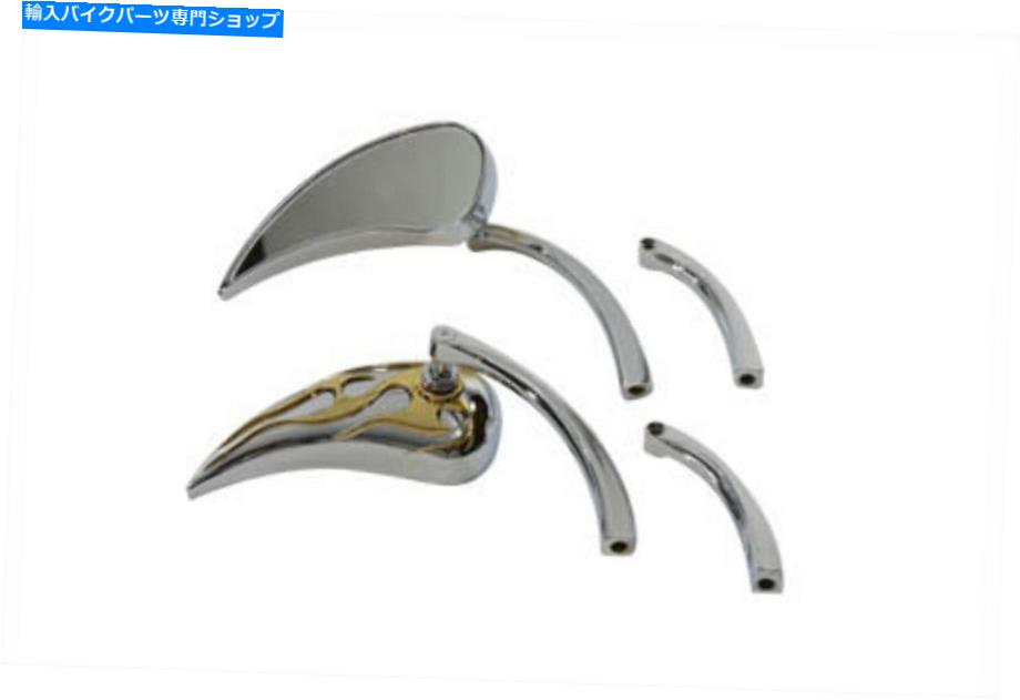 Us Custom Parts Shop USDM㤨֥ѡ ӥåȤޥɥåץߥ顼4ϡ꡼˶αäƤޤ Chrome billet tear drop mirrors have a gold flame inlay on back 4 HarleyפβǤʤ45,911ߤˤʤޤ