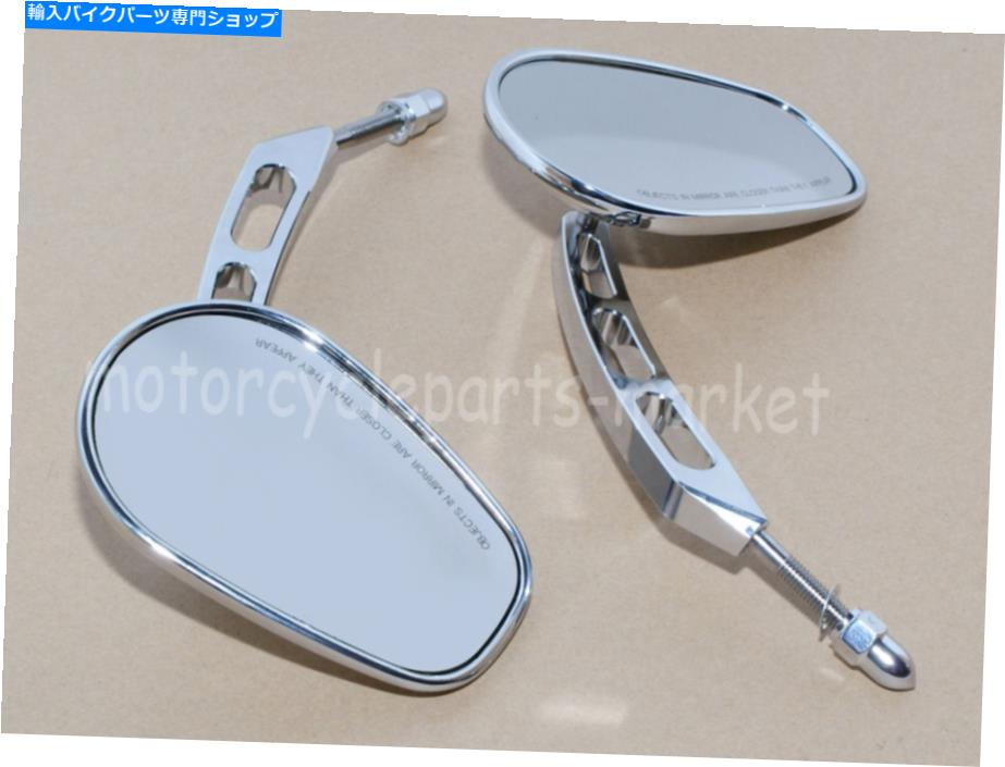 クロームパーツ Chrome Edgeカットハーレースポーツスターソフトツーリングダイナのためのバックビューサイドミラー Chrome Edge Cut RearView Side Mirrors For Harley Sportster Softail Touring Dyna