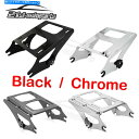 クロームパーツ 09+ハーレーツーリングクイックデタッチリアスチールツーアップトランクマウント荷物ラック For 09+ Harley Touring Quic...