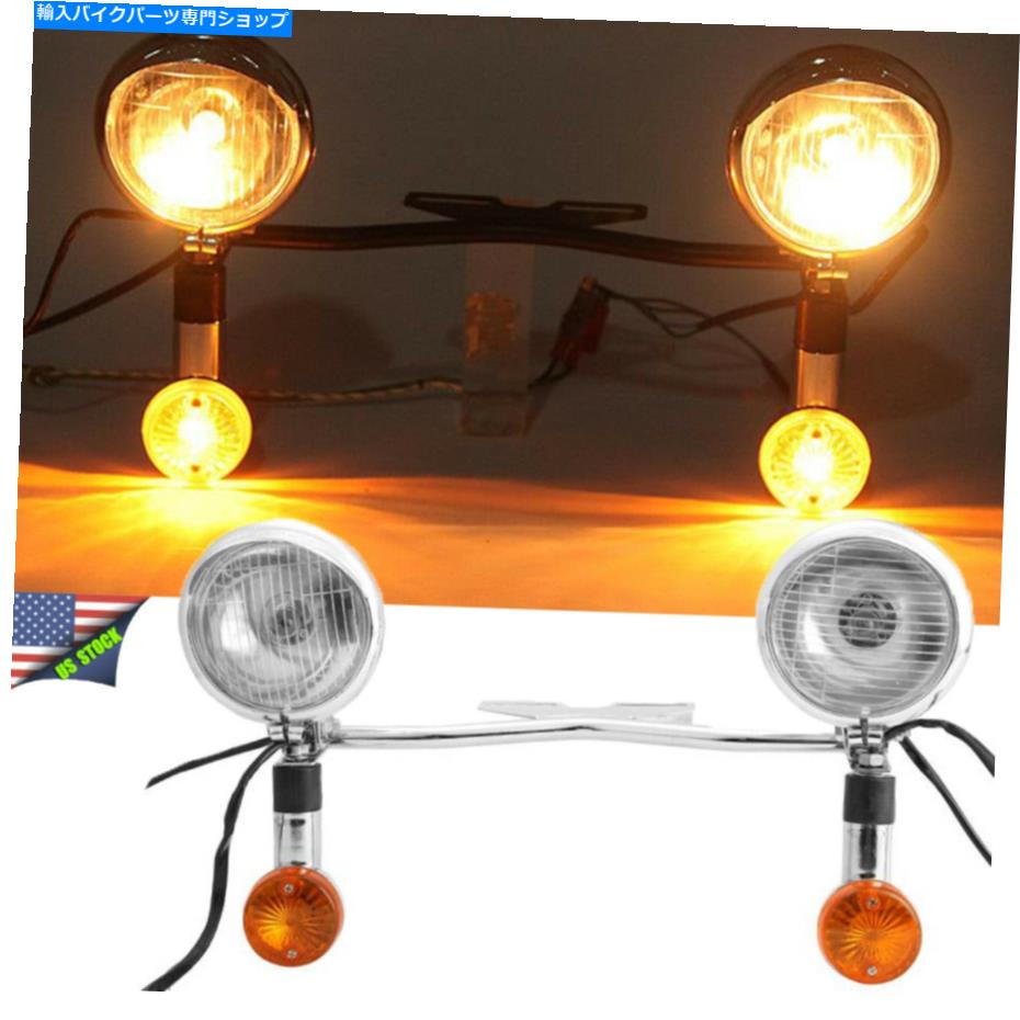 クロームパーツ Chrome Universalオートバイ通過駆動スポット霧ターン信号ライトバー Chrome Universal Motorcycle Passing Driving Spot Fog Turn Signal Light Bar
