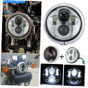 クロームパーツ 5-3 / 4 5.75INCH LED HI / LOビームヘッドライト+クロームハウジングバケット用オートバイ用バケツ 5-3/4 5.75...
