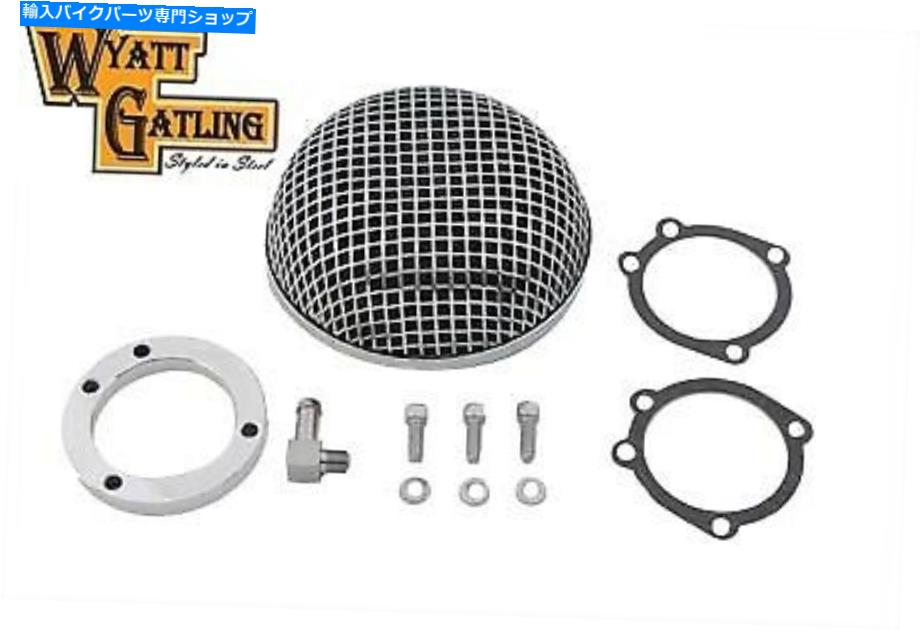 クロームパーツ Wyatt Gatlingラウンドメッシュエアクリーラークロム Wyatt Gatling Round Mesh Air Cleaner Chrome