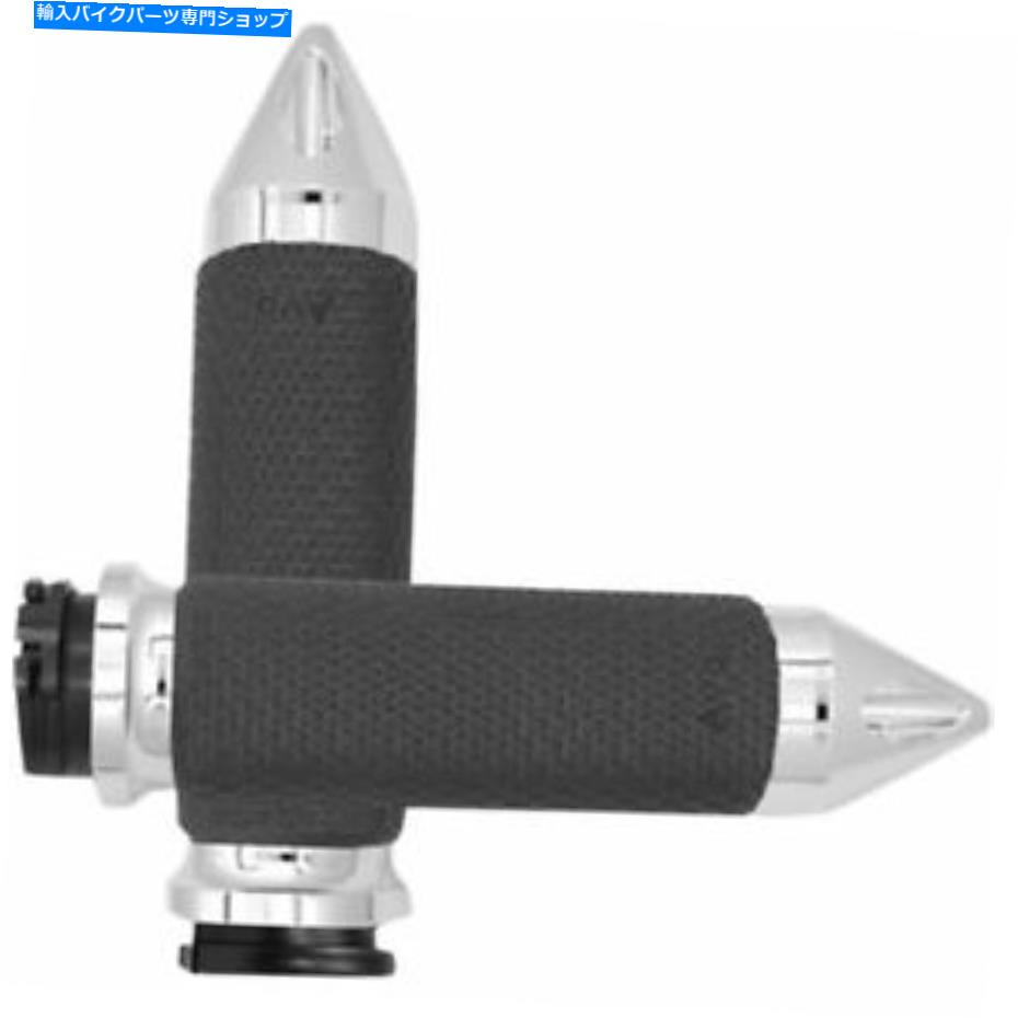 クロームパーツ エイボンクロームスパイク大径メモリフォームグリップ1982-2017ハーレーデュアルケーブル Avon Chrome Spike Large Diameter Memory Foam Grips 1982-2017 Harley Dual-Cable