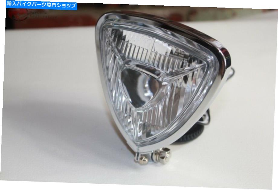クロームパーツ トライアングルヘッドライトランプクロームフラットバックカスタムオートバイチョッパーボバーハーレー Triangle Headlight Lamp Chrome Flat Back Custom Motorcycle Chopper Bobber Harley