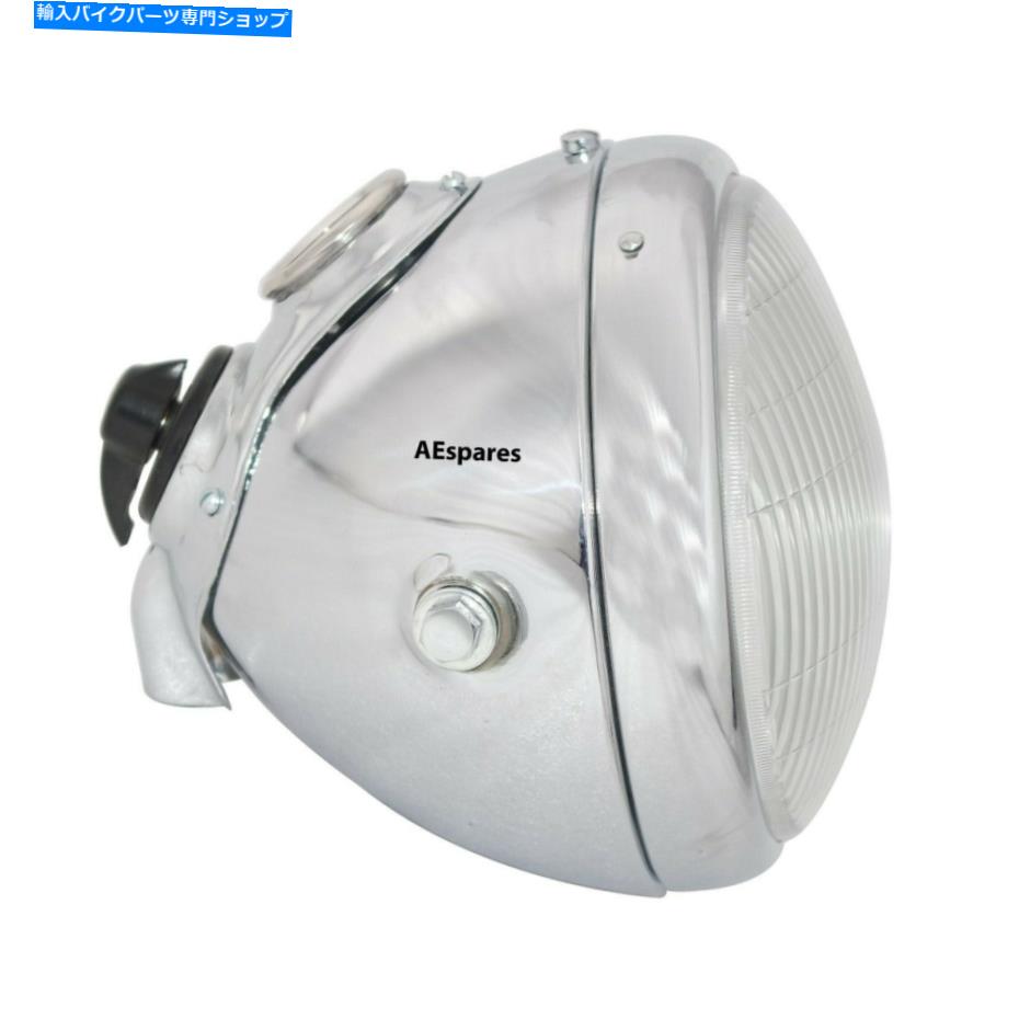 クロームパーツ LUCASタイプ7「パイロットランプ付きクロムヘッドライト電流計スイッチBSA AJS Norton ECS Lucas Type 7