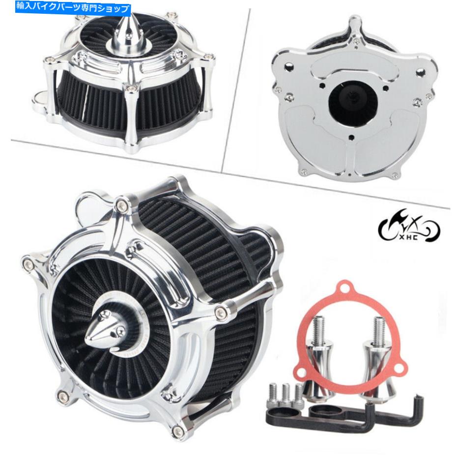 クロームパーツ ハーレーツーリング08-16のためのタービンクロームエアクリーナーフィルター摂取システム Turbine Chrome Air Cleaner Filter Intake System For Harley Touring 08-16 Softail