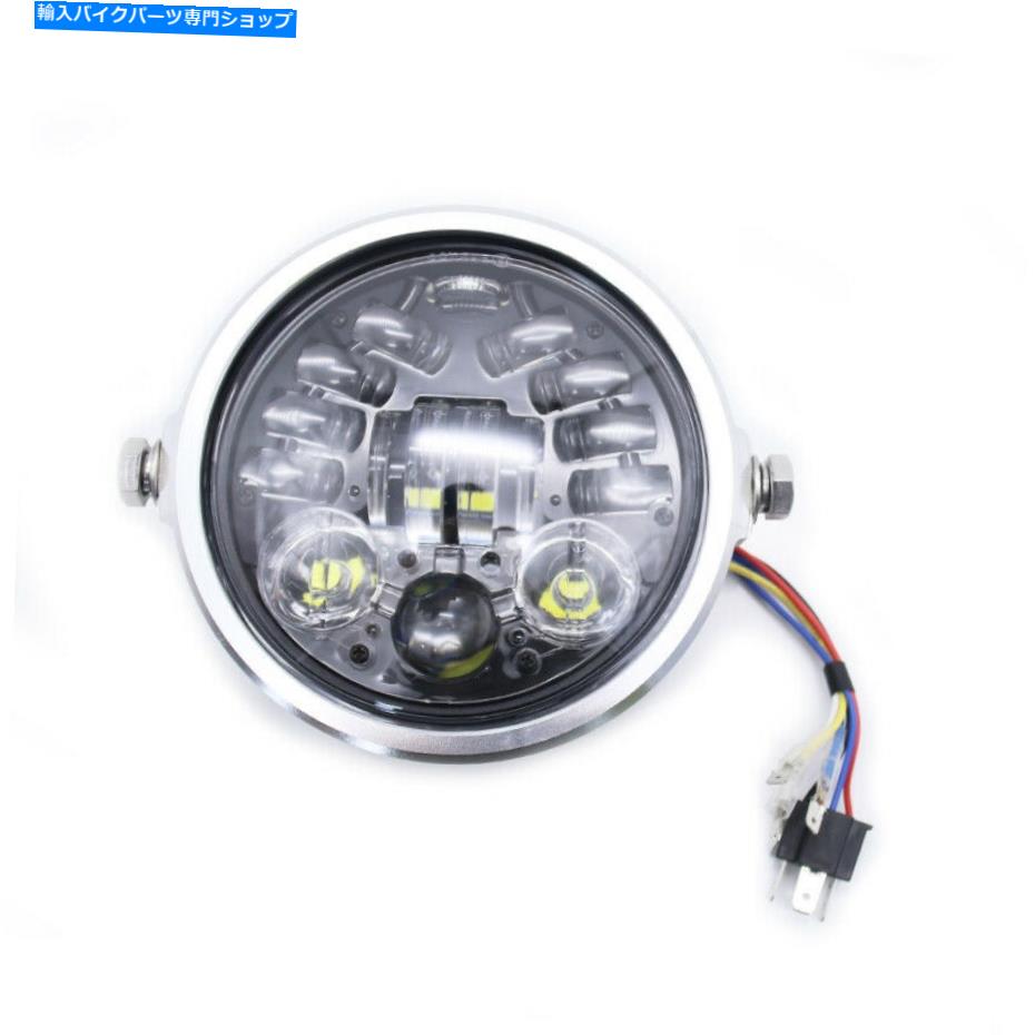 クロームパーツ 5.75 '' 'オートバイのヘッドライト12V LEDのレトロなヘッドライトが付いている 5.75'' Motorcycle Headlight 12v LED Retro Headlight with Chrome Round Headlamp