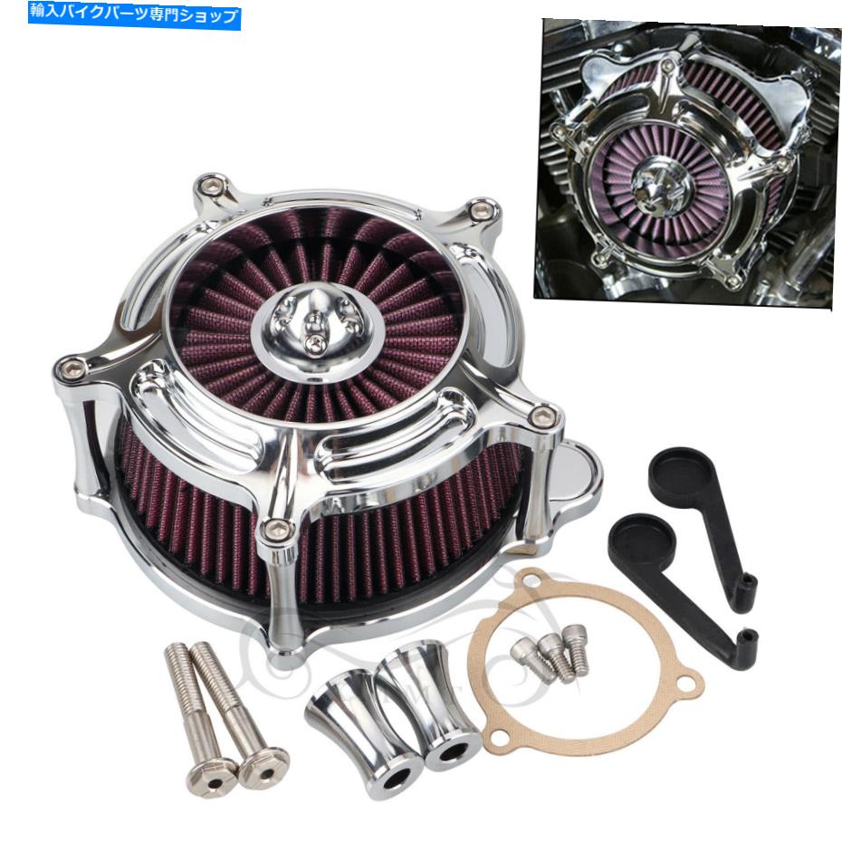 クロームパーツ ハーレーストリートエレクトラロードグライドのためのビレットエアクリーナリーの赤い吸気フィルタークロム Billet Air Cleaner Red Intake Filter Chrome For Harley Street Electra Road Glide