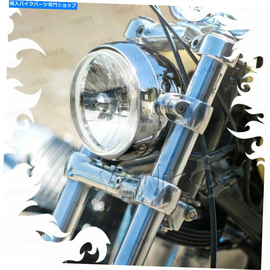 クロームパーツ VAWIKヘッドライトクロームサイドマウント5 3/4 "BMW Triumph Harleyオートバイ VAWiK headlight chrome side mount 5 3/4" fits BMW Triumph Harley motorcycles