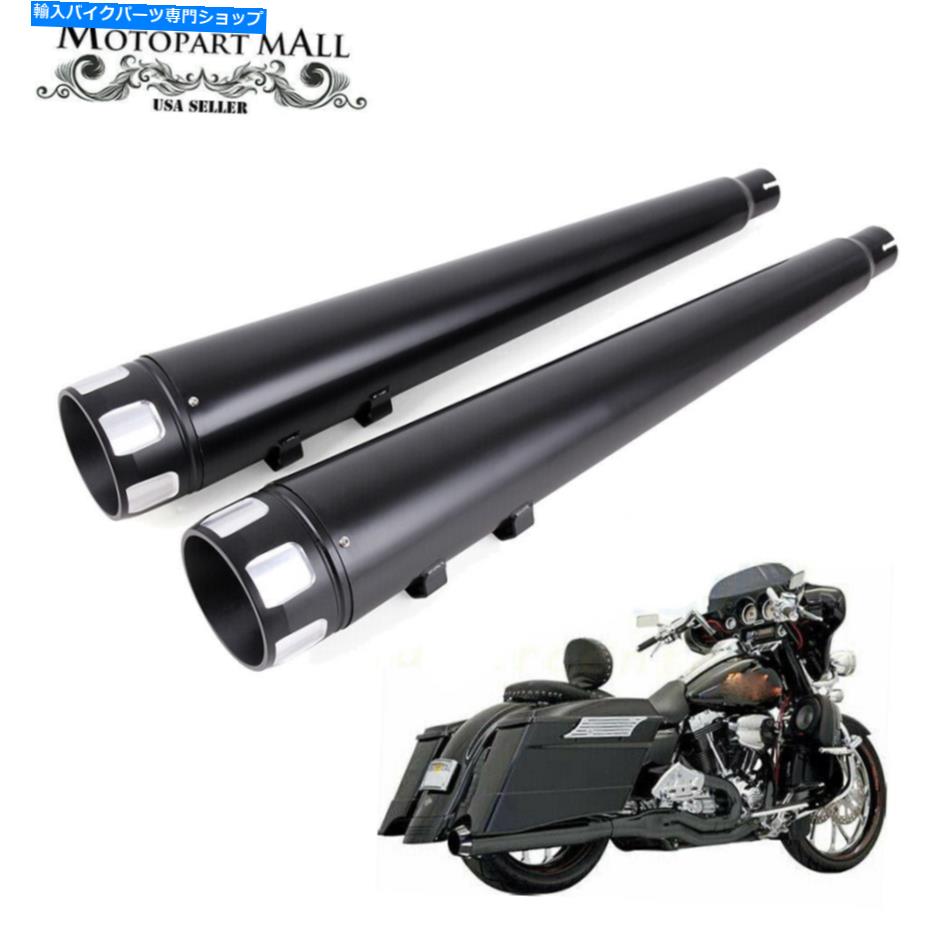 クロームパーツ ジョードーリング1995-2016用4インチラックエンスリップエンマンスライドカラー排気イメージ - オリジナルのタイトルを表示 ハーレーツーリング 1995-2016用 4 インチブラックメガホンスリップオンマフラー排気パイプ- show original title