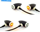 クロームパーツ モーターバイクLEDインジケータ弾丸 - 2対高品質マットブラック&クロムアリー Motorbike LED Indicators Bullet - 2 PAIRS High Quality Matt Black & Chrome Ally