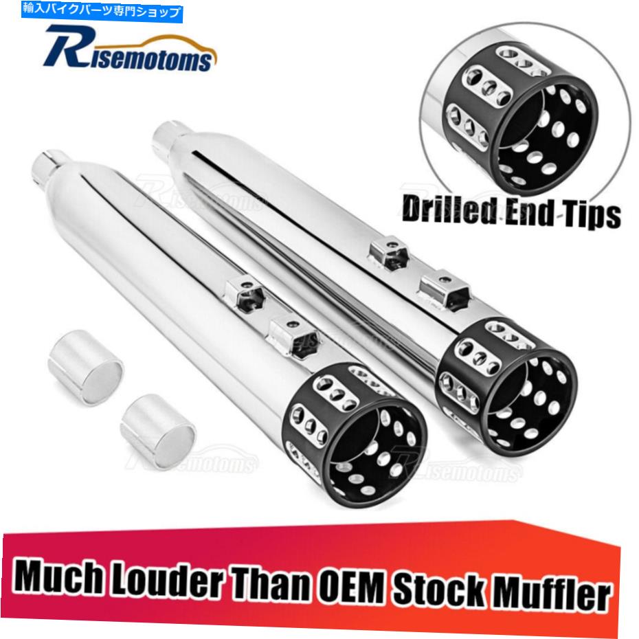 クロームパーツ 4 "ハーレーロードキングシートグライドバッガー95+のためのクロムドリルスリップオン..