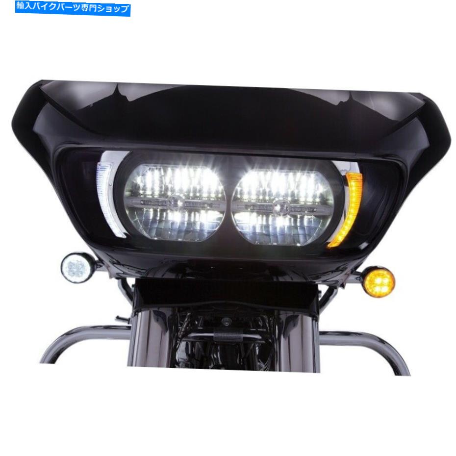 クロームパーツ CiRO Chrome LEDヘッドライト牙ベゼルW /アンバーターンシグナルハーレー15-20 FLTR Ciro Chrome LED Headlight Fang Bezels w/ Amber Turn Signals Harley 15-20 FLTR