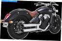 クロームパーツ ヴァンス&ハインズツインスラッシュスリッシュマフラー15-21インディアンスカウト18-21 Bobber Vance & Hines Twin Slash Slip On Mufflers for 15-21 Indian Scout 18-21 Bobber