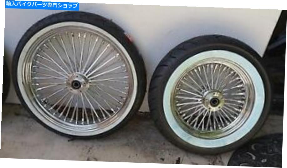 クロームパーツ Chrome 21 x 3.5 SD＆16 x 3.5太ったスポークセットWWタイヤハーリーFLST 2004-2006 CHROME 21 X 3.5 SD & 16 X 3.5 FAT SPOKE SET WW TIRES HARLEY FLST 2004-2006