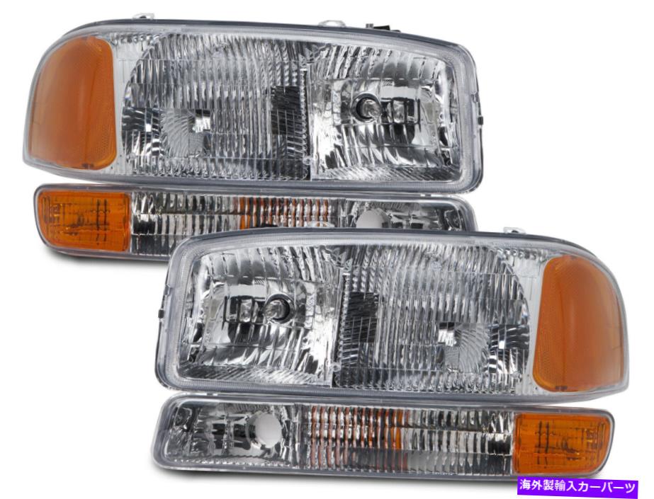 USإåɥ饤 إåɥ饤ȥڥ4PCåȥϥ99-2006 GMC Sierra / 2000-2006 Yukon Headlights Pair 4Pc Set Chrome Halogen Fits 99-2006 GMC Sierra / 2000-2006 Yukon