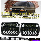 USヘッドライト ペア7x6 "5x7" LEDヘッドライトフローarrow DRLターンランプのためのChevy Express Cago Van Pair 7x6" 5x7" LED Headlight Flow Arrow DRL Turn Lamp for Chevy Express Cago Van