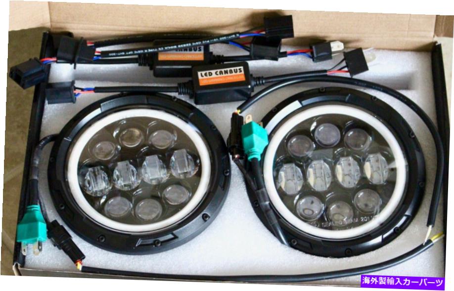 USヘッドライト ターボSII 7 Jeep Wrangler JK2007 2017ドットのためのハローリングヘッドライトを導きました Turbo SII 7 LED Halo Ring Headlights For Jeep Wrangler JK2007 2017 Dot Approved