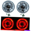 USヘッドライト 5-3 / 4赤LEDハロハロゲン電球ヘッドライト天使の眼のクリアペア 5-3/4 Red LED Halo Halogen Light Bulb Headlight Angel Eye Crystal Clear Pair