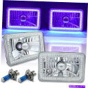 USヘッドライト 4x6紫SMD LEDハローエンジェルアイヘッドライトヘッドランプハロゲン電球ペア 4X6 Purple SMD LED Halo Angel Eye Headlight Headlamp Halogen Light Bulbs Pair