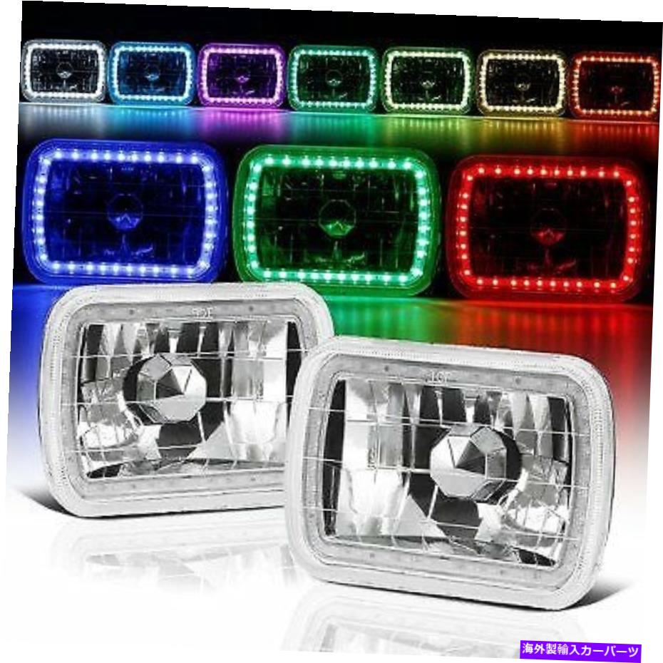 USヘッドライト 7x6 RGBマルチカラーLED SMD Haloヘッドライト7x6 H6014 / H6052 / H6054セットペア 7X6 RGB MULTI COLOR LED SMD Halo Headlights 7X6 H6014/H6052/H6054 SET PAIR(2)
