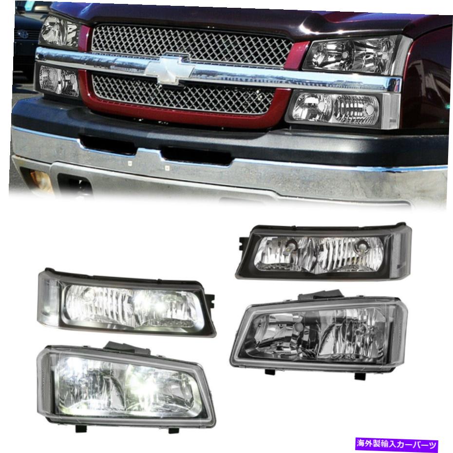 USヘッドライト Chevrolet Silverado Avalanche 03-06のための2ピースクリアコーナーヘッドライトアセンブリ 2PCS Clear Corner Headlights Assembly For Chevrolet SIlverado Avalanche 03-06