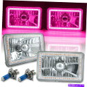 USヘッドライト 4×6ピンクSMD LEDハローエンジェルアイヘッドライトヘッドランプ60Wハロゲン電球ペア 4X6 Pink SMD LED Halo Angel Eye Headlight Headlamp 60W Halogen Light Bulbs Pair