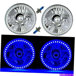 USヘッドライト 5-3 / 4 "ブルーSMD LEDハロハロゲン電球ヘッドライト天使の目のクリスタルクリアPR 5-3/4" Blue SMD LED Halo Halogen Light Bulb Headlight Angel Eye Crystal Clear Pr