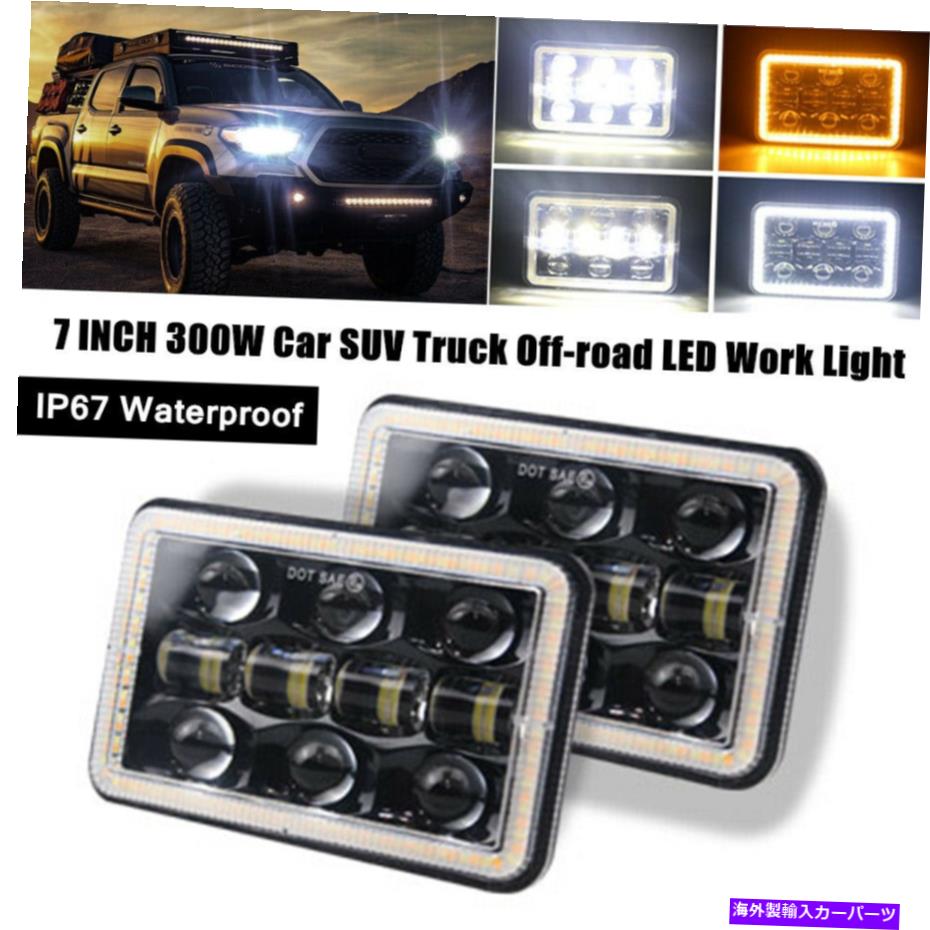 USヘッドライト 2倍7インチ300W車のトラックオフロードLEDの天使の目作業ライトW /洪水ドライブランプ 2X 7INCH 300W Car Truck Off-road LED Angel Eye Work Light W/Flood Driving Lamp
