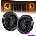 USヘッドライト 2ピース7 "インチラウンドLEDハローエンジェルアイスヘッドライトジープラングラーJK TJ CJ 2PCS 7" Inch Round LED Halo Angel Eyes Headlights For Jeep Wrangler JK TJ CJ